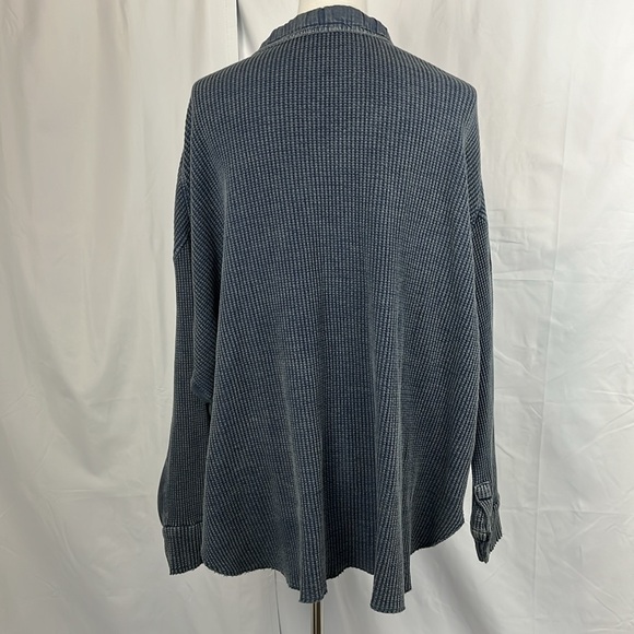 Free People One Scout Jacket Shirt Sz M Waffle Shacket  Oversized Boho Cabincore - Picture 6 of 15